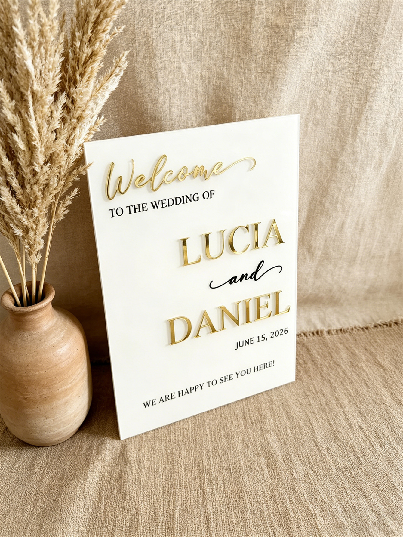 Wedding Welcome Sign - Personalized acrylic wedding welcome sign, modern and fashionable decoration of the wedding entrance. Welcome to our wedding sign